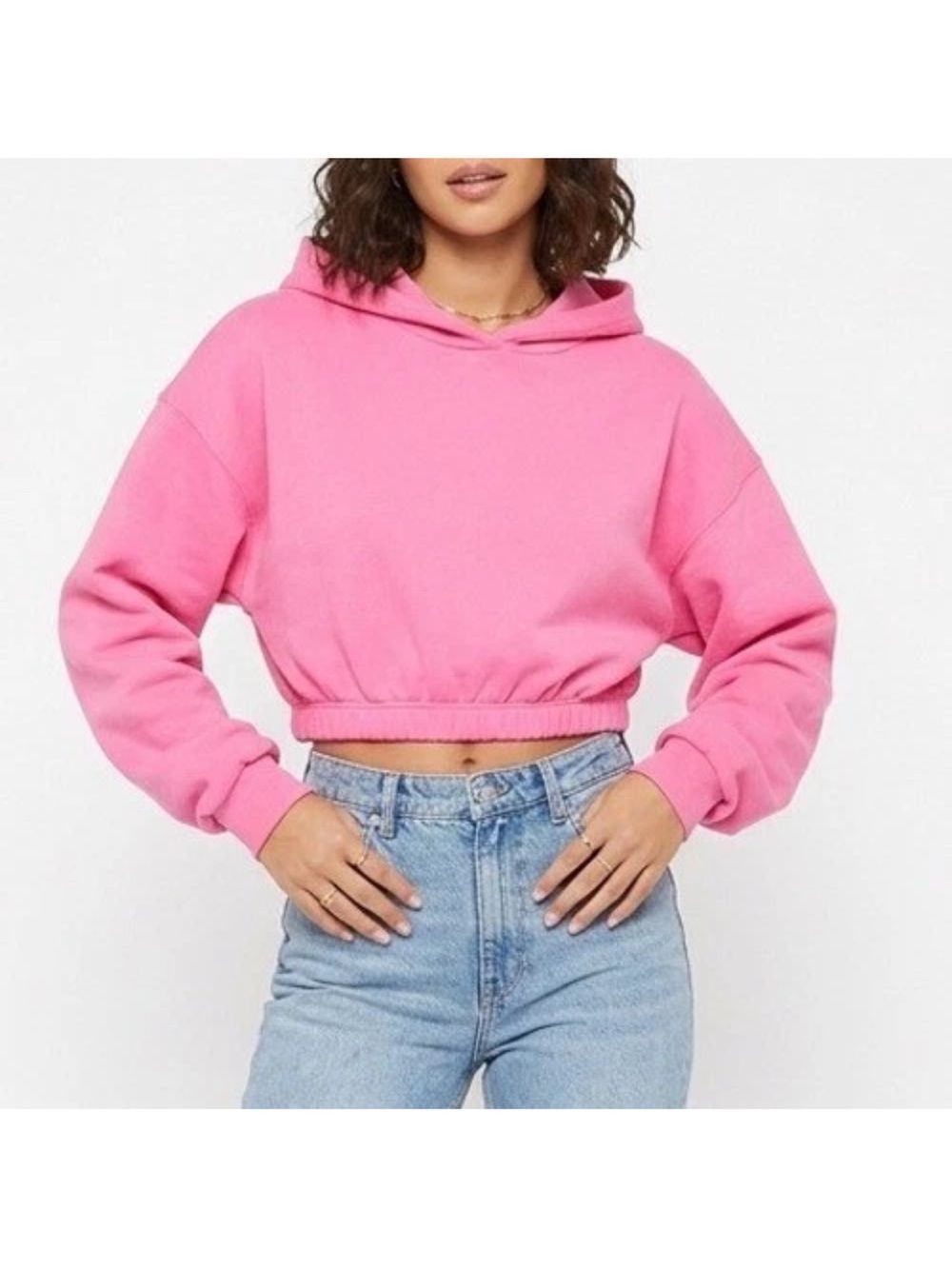 Naked Wardrobe Pink Cropped Hoodie $65